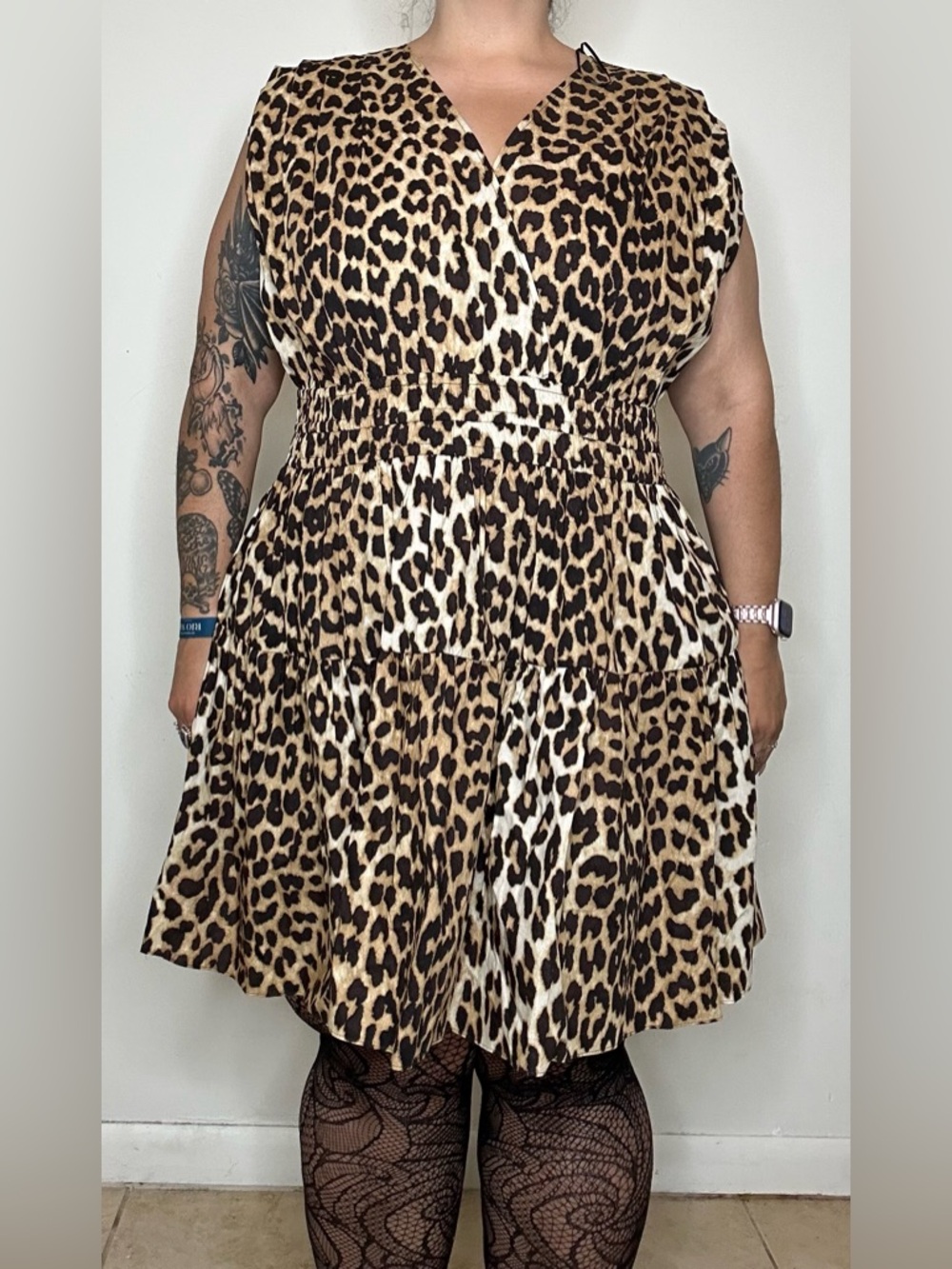 H&M Leopard Print Cotton Poplin Dress Size XXL NWT
